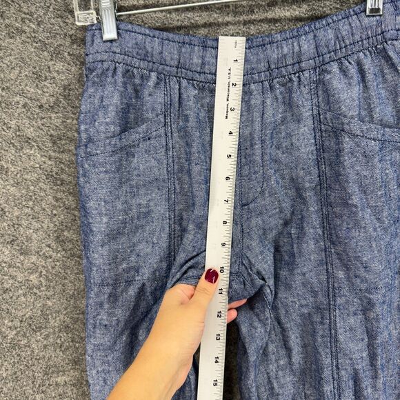 Old Navy Pants Women PXS Petite Blue Mid Rise Chino Linen Flat Front Pull On - Picture 4 of 8